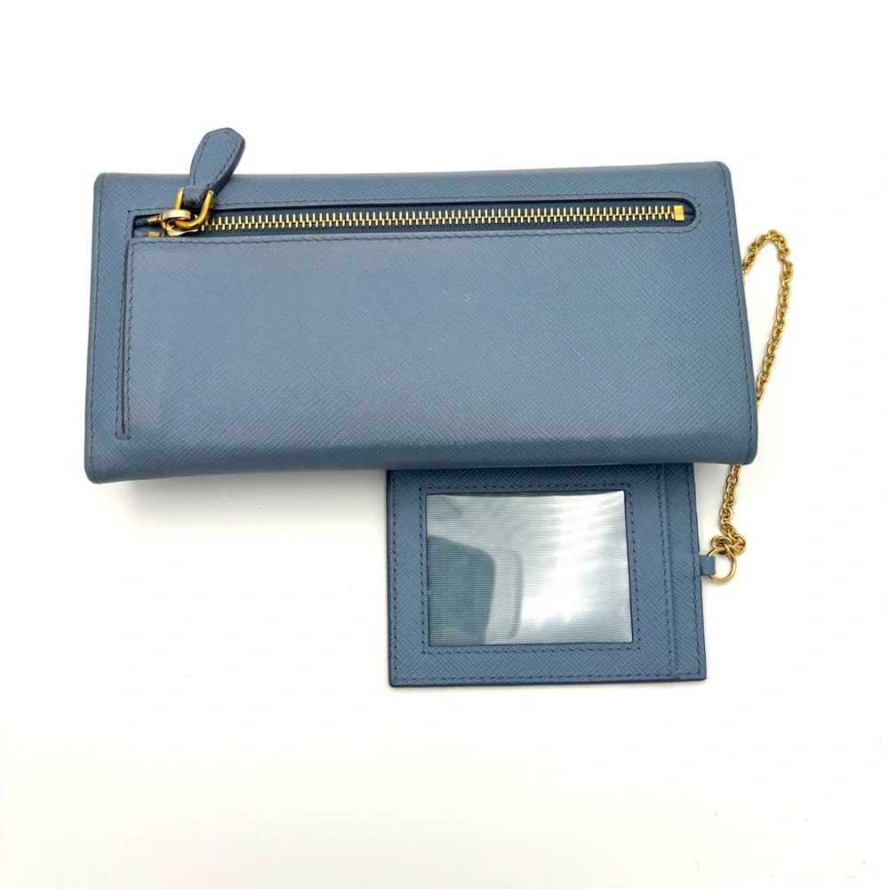 Prada Light‎ Blue Saffiano Leather Wallet